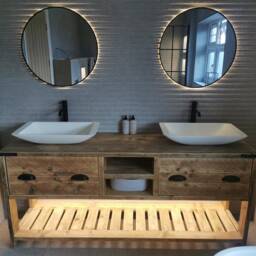 Dulverton Reclaimed Wood Rustic Bathroom Vanity Unit - thumbnail 2