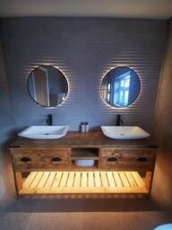 Dulverton Reclaimed Wood Rustic Bathroom Vanity Unit - thumbnail 1