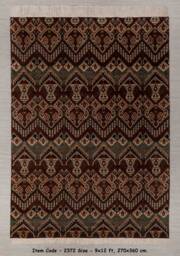 9x12 Wool Rug Hand Knotted, Ikat Design Rug, Soft Pile #2372 - 275x365 cms - thumbnail 1