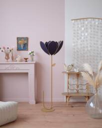 Double Flower Floor Lamp & Lampshade - Midnight Blue - thumbnail 1