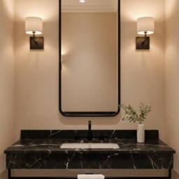 Rectangular Bathroom Wall Mirror - Black Frame - thumbnail 3