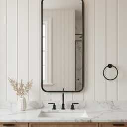 Rectangular Bathroom Wall Mirror - Black Frame - thumbnail 2