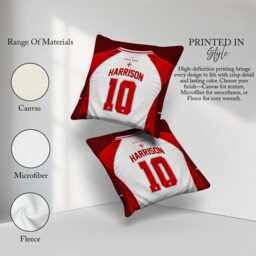 Personalised Name England Flag Cushion Three Lions Football Supporter St Georges Cross Sports Fan Bedroom Match Day T Shirt Jersey Number - thumbnail 3