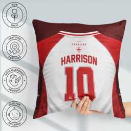 Personalised Name England Flag Cushion Three Lions Football Supporter St Georges Cross Sports Fan Bedroom Match Day T Shirt Jersey Number - thumbnail 4