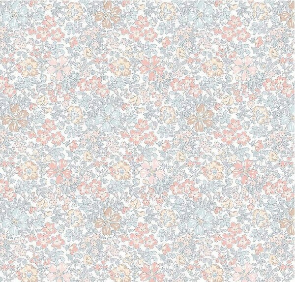 Liberty London Floral Crib Sheet Baby Bedding, Blue, Pink, Peach - image 1