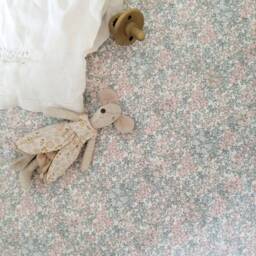 Liberty London Floral Crib Sheet Baby Bedding, Blue, Pink, Peach - thumbnail 2