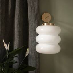 Set Of 2 Wall Lamps With Milk Glass & Brass in Art Deco Style, White Light Opaline Glass, Sconce Lighting - thumbnail 3