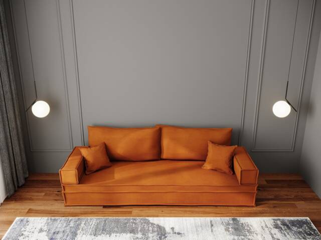 Custom Bohemian Floor Sofa Bed, Oriental French Cushion - image 1