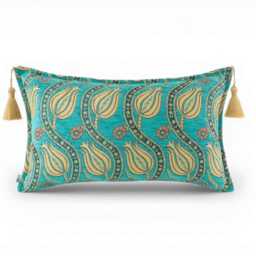 Turkish Pillow Cover 12x20 - Turquoise Blue Tulip Pattern Decorative Boho Cushion Sofa Accent Case Throw Pillows Lumbar - thumbnail 3