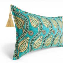 Turkish Pillow Cover 12x20 - Turquoise Blue Tulip Pattern Decorative Boho Cushion Sofa Accent Case Throw Pillows Lumbar - thumbnail 2