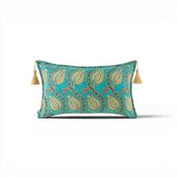 Turkish Pillow Cover 12x20 - Turquoise Blue Tulip Pattern Decorative Boho Cushion Sofa Accent Case Throw Pillows Lumbar - thumbnail 1
