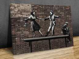 Banksy Couple Dancing To An Accordion Player , Mounted Canvas Print Ready Hang - thumbnail 1