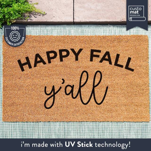 Happy Fall Y'all - Custom Welcome Door Mat Seasonal Doormat Autumn Decor Home Halloween Bespoke Gifts - image 1