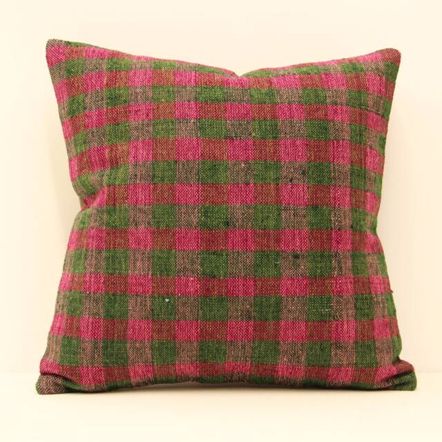 Vintage Kilim Pillow Cover, Handmade Turkish Wool Cushion - 16x16 - image 1