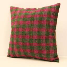 Vintage Kilim Pillow Cover, Handmade Turkish Wool Cushion - 16x16 - thumbnail 3
