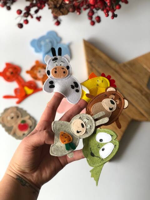 Finger Animals, Quiet Toys Felt Puppets Felt Animals Toddler Montessori Children - image 1