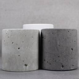 Charcoal Concrete Pot, Minimalist Cylinder Planter, Modern Industrial Decor - Virid Collection - thumbnail 3