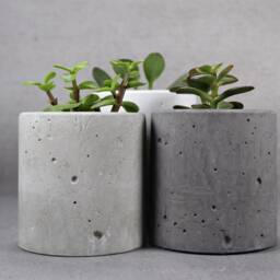 Charcoal Concrete Pot, Minimalist Cylinder Planter, Modern Industrial Decor - Virid Collection - thumbnail 2