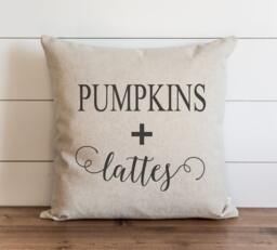 Pumpkins + Lattes 20 X Pillow Cover // Fall Autumn Thanksgiving Throw Cushion Gift For Her Accent - thumbnail 1