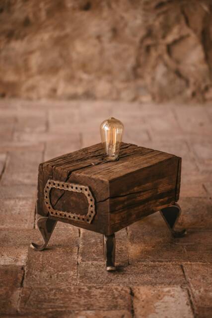Handmade Lamp/Wooden Recycled Train Beam Night Wood - image 1