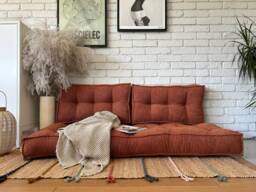 Floor Sofa Boucle Seat With Backrest, Custom Size Cushion, Large & Small Floor French Mat