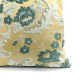 Blue Velvet Pillow Cover - Floral Vintage Cut Or Raised Accent 40x40 cm/16x16 - thumbnail 3