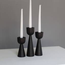 Black Wood Candlestick Set Gothic Japanese Table Decor - thumbnail 3