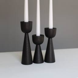 Black Wood Candlestick Set Gothic Japanese Table Decor - thumbnail 4