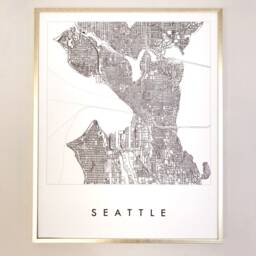 Seattle Map Street Washington City Drawing Black & White - Art Print Wedding Anniversary Graduation Gift Pnw Decor Puget Sound - thumbnail 3