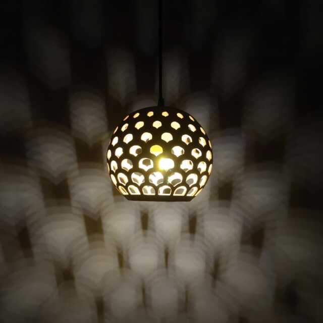 Patterned Light Peek Ceramic Pendant Lamp, Warm Plug-In Ambient Lighting - Naaya Scala - image 1