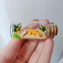 Different Leopard Gecko Morphs in Glass-Bottle/Unique Miniature Figure/ Handmade Artwork Customizable - thumbnail 3