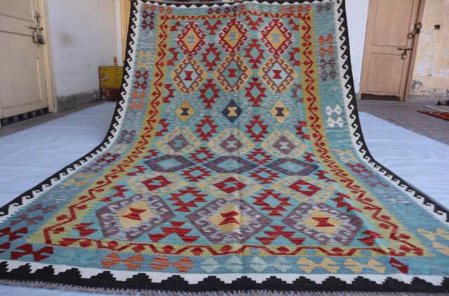 7x10 Chubi Tribal Kilim Rug, Afghan Flatweave Area Brand New Kilim, Maimana Oriental Turkmen Rug For Bedroom, Livingroom - image 1