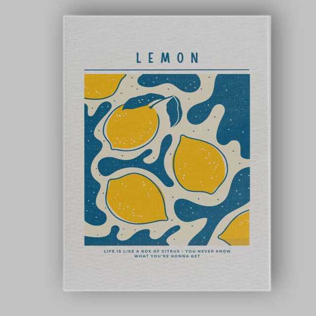 Modern Lemon Citrus Graphic Kitchen Poster Canvas Wall Art Print Decor Picture Ready To Hang - image 1