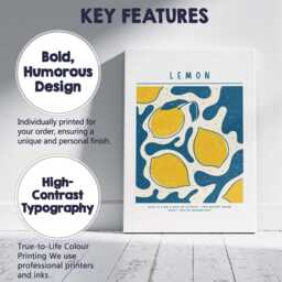 Modern Lemon Citrus Graphic Kitchen Poster Canvas Wall Art Print Decor Picture Ready To Hang - thumbnail 2