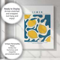 Modern Lemon Citrus Graphic Kitchen Poster Canvas Wall Art Print Decor Picture Ready To Hang - thumbnail 3