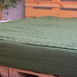 Duvet Cover Set & Pillow With Envelope Closures Treetop Green Color Stone Washed Seamless Full King Quilt Linen Duvet Cover Full - thumbnail 3