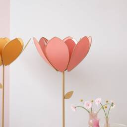 Terracotta Double Flower Floor Lamp & Lampshade - thumbnail 2