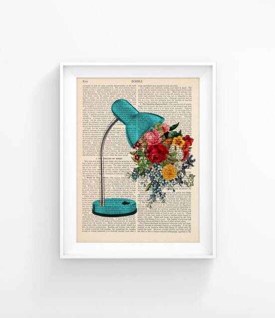 Vintage Study Lamp Print, Wall Art, Retro Lamp, Retro Room Art - image 1