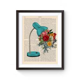 Vintage Study Lamp Print, Wall Art, Retro Lamp, Retro Room Art - thumbnail 2