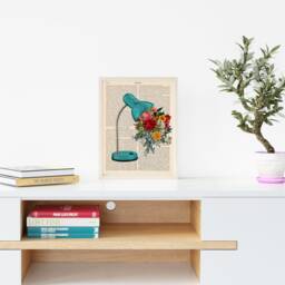 Vintage Study Lamp Print, Wall Art, Retro Lamp, Retro Room Art - thumbnail 3