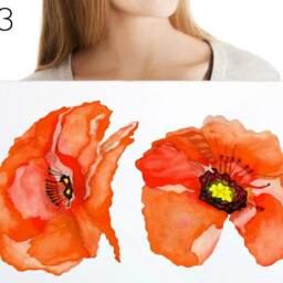 Orange Poppy Wall Decals, Home D??cor, Kitchen Hand-Painted Decals For Walls, Tiles & Furniture, Flower By Easysweethome - thumbnail 4