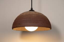 Handmade Terracotta Dome Pendant Light Natural Textured Ceramic Chandelier