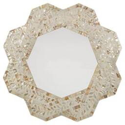 Mother Of Pearl Inlay 8 Corner White Leaf Pattern Mirror Frame With Complimentary - thumbnail 3