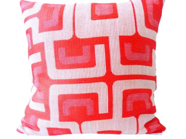 Retro 70S Cushion Cubico 40 X cm - 50 Red White, Geometric, Modernist, Pop Art Cover, Vintage Lounge 60S Cover - image 1