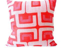Retro 70S Cushion Cubico 40 X cm - 50 Red White, Geometric, Modernist, Pop Art Cover, Vintage Lounge 60S Cover - thumbnail 1
