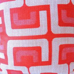 Retro 70S Cushion Cubico 40 X cm - 50 Red White, Geometric, Modernist, Pop Art Cover, Vintage Lounge 60S Cover - thumbnail 2