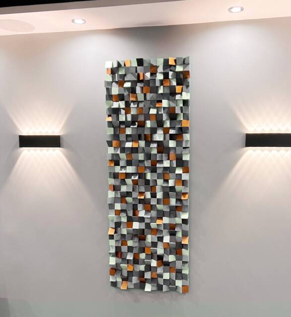Geometric Redwood Acoustic Panel Modern Mosaic Wall Art - image 1