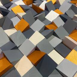 Geometric Redwood Acoustic Panel Modern Mosaic Wall Art - thumbnail 2