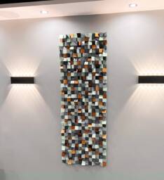 Geometric Redwood Acoustic Panel Modern Mosaic Wall Art - thumbnail 1