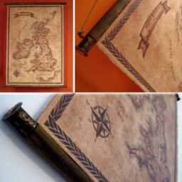 Fantasy British Isles Map - Vintage Style Pull-Down Canvas Wall Art - thumbnail 2